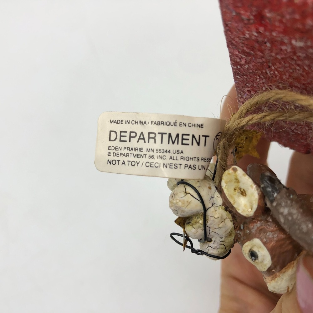 Dept 56 Frosted Deer Surprise Box Christmas Folk Art Vintage Ornament Hope - Picture 7 of 10